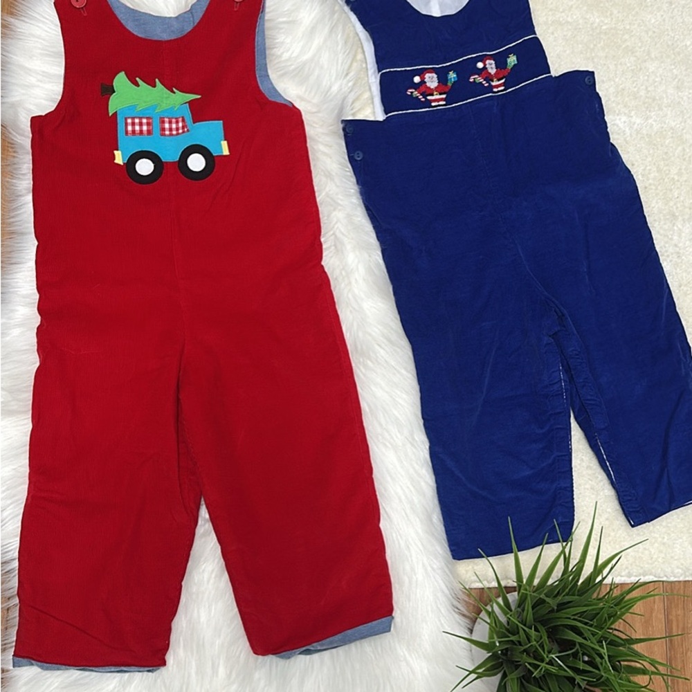 Bundle Bundle Size 4T Boys' Overalls Blue, red color Christmas Outfit Boy